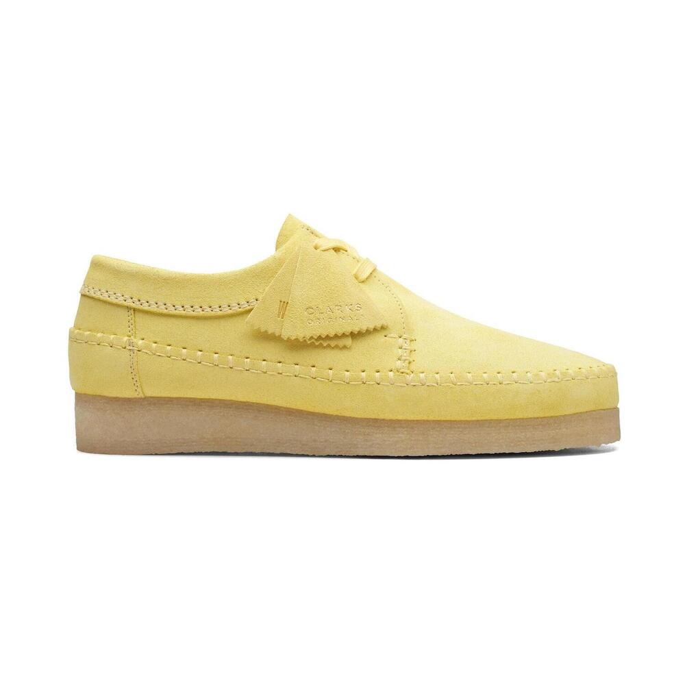NEW CLARKS men's weaver shoes in bright yellow suede